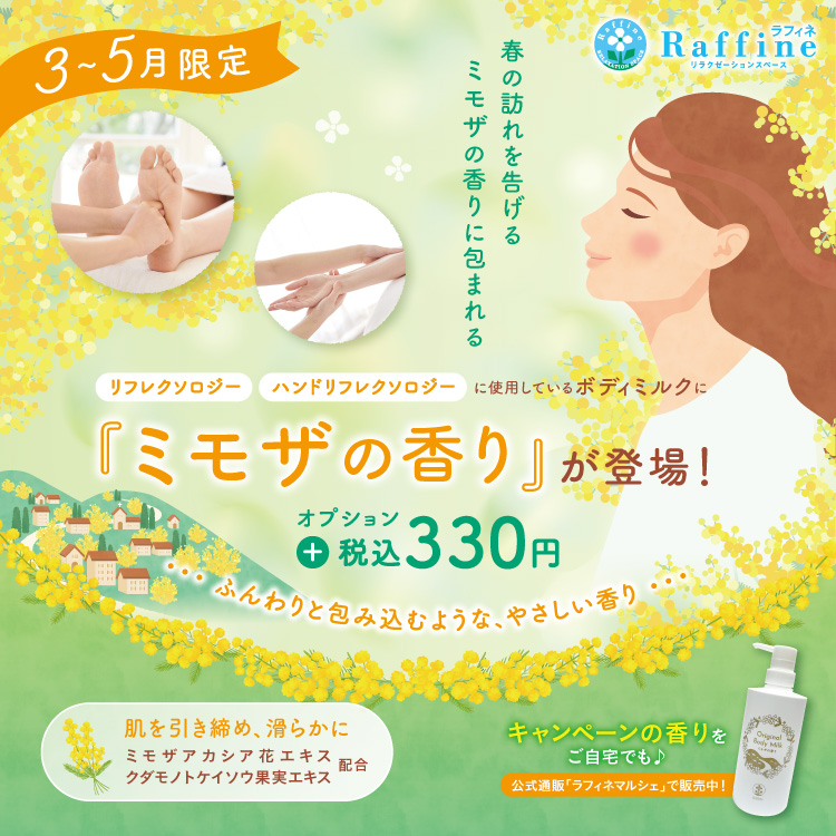 ５月末まで！ミモザの香りでリラックス